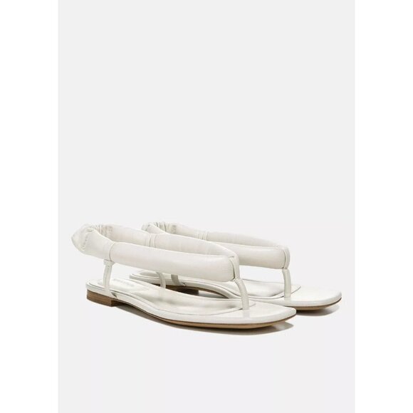 VINCE Women's Ivory "Denton" Sandals Puffy Leather Thong Flats - Picture 7 of 7